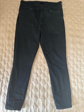 Mother Stunner Zip Anklestep Fray Classic Black Straight-Leg Jeans in Not Guilty